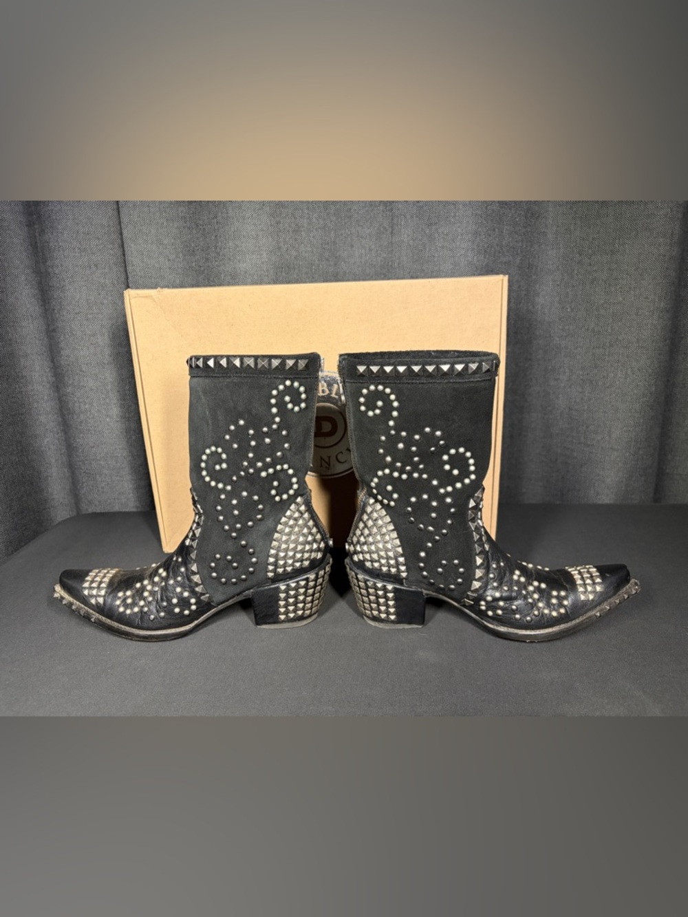 Double D Ranch Old Gringo Conquista Studded Western Boots Black Goat Leather - Picture 6 of 10